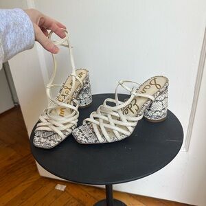 Sam Edelman Women's Strappy Snake Print Heels